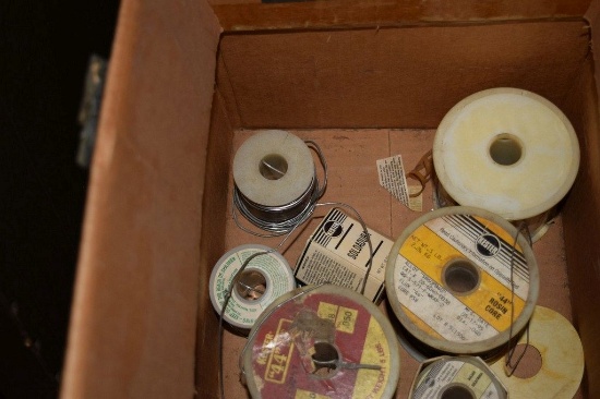 BOX WITH VARIOUS ROLLS OF ROSIN CORE SOLDER