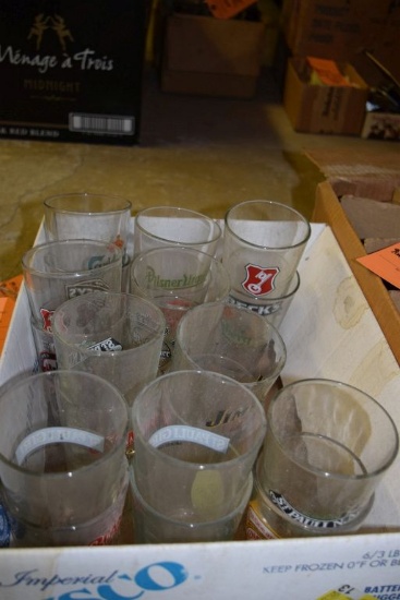 (22) BEER GLASSES; BECKS, CARLSBERG, GORDON, ETC.