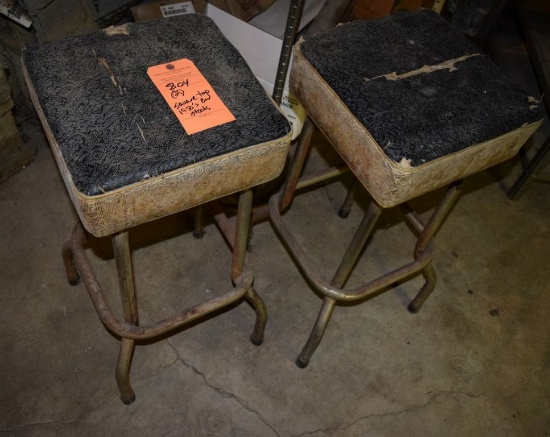 (2) 1950'S BAR STOOLS, SQUARE SEAT
