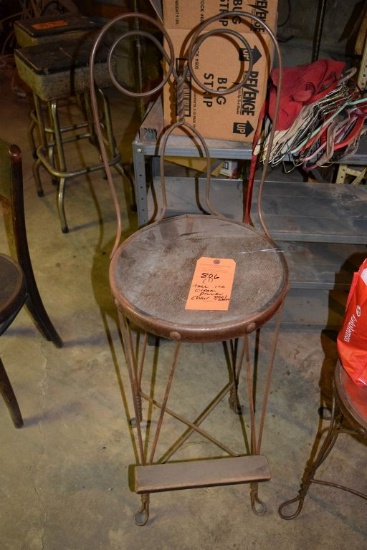 (1) TALL ICE CREAM PARLOR CHAIR, STEEL AND WOOD