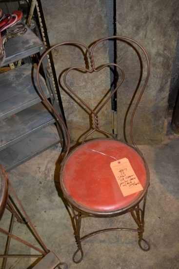 (1) SHORT ICE CREAM PARLOR CHAIR WITH RED VINYL SEAT