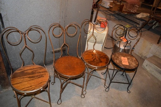 (4) ICE CREAM PARLOR CHAIRS, WOOD AND STEEL