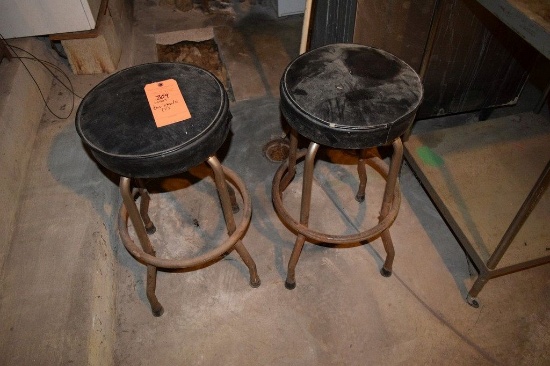 (2) 1950'S BAR STOOLS, ROUND SEATS