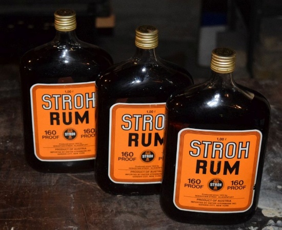 (3) BOTTLES OF STROH RUM, 160 PROOF,