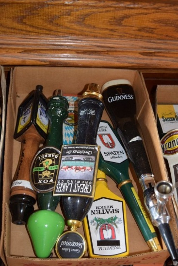 BOX OF MISC. ASSORTED BEER TAP HANDLES