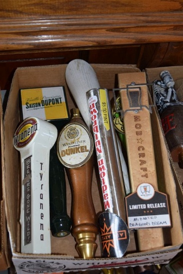 BOX OF MISC. ASSORTED BEER TAP HANDLES