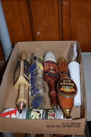 BOX OF MISC. ASSORTED BEER TAP HANDLES