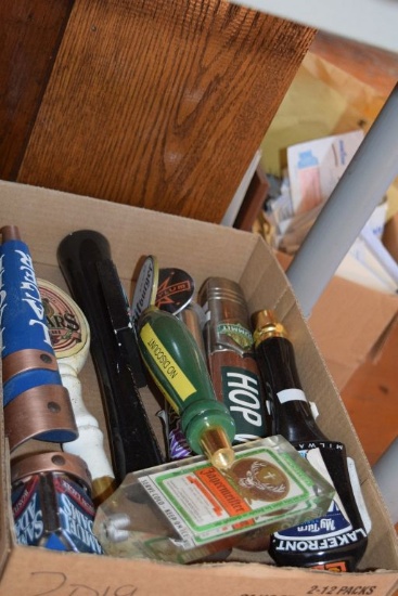 BOX OF MISC. ASSORTED BEER TAP HANDLES