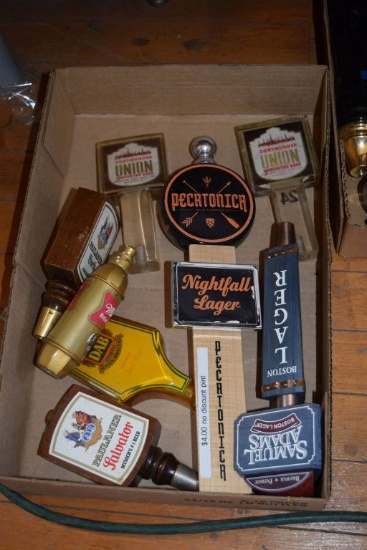 BOX OF MISC. ASSORTED BEER TAP HANDLES