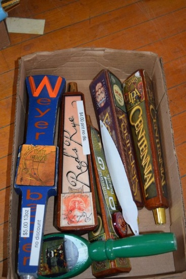 BOX OF MISC. ASSORTED BEER TAP HANDLES