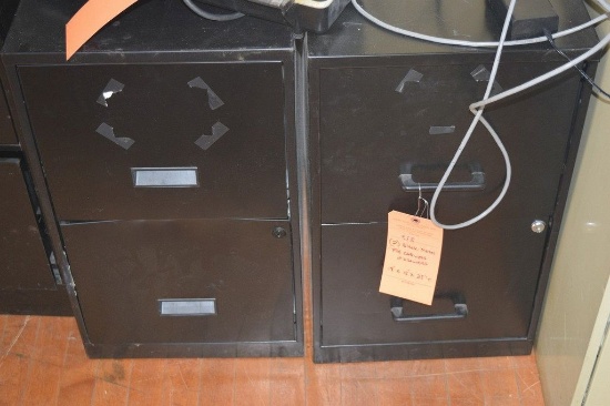 (2) BLACK METAL TWO DRAWER FILE CABINETS, 18" x 15" x 25" HIGH