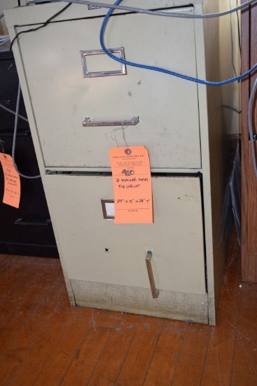 TWO DRAWER METAL FILE CABINET, 27" x 15" x 29" HIGH