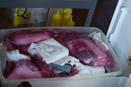 (6) CONTAINERS OF SHIRTS, VARIOUS SIZES, ALL SAY LANDMARK