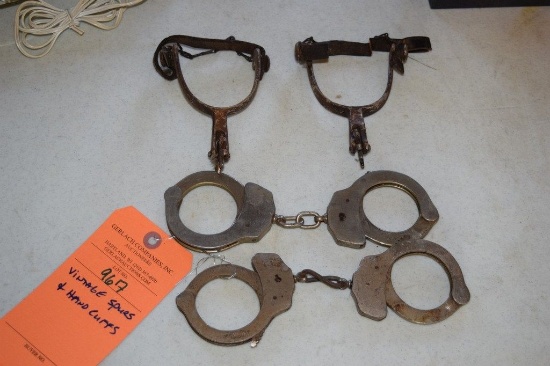 VINTAGE SPURS AND HAND CUFFS