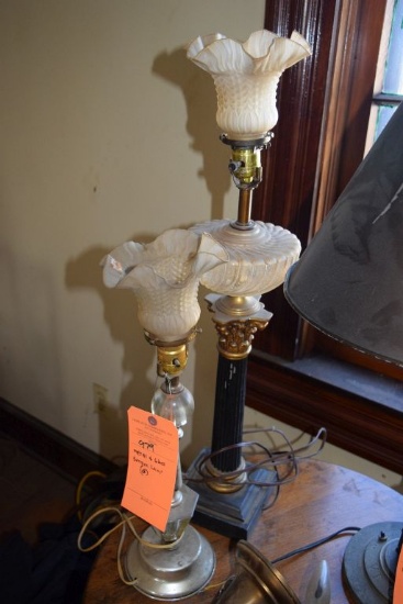 (2) METAL AND GLASS BOTTOM LAMPS