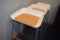 (6) STOOLS WITH METAL BASES, WHITE PLASTIC SEATS