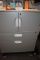 GRAY METAL CABINET WITH TWO DOORS AND TWO DRAWERS,