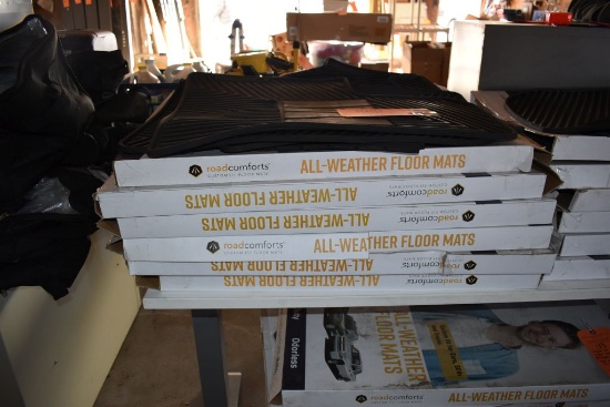 STACK OF RUBBER FLOOR MATS-SOME USED NOT AS SHOWN ON BOX