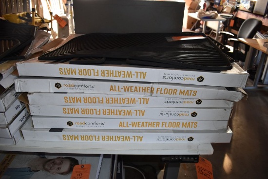 STACK OF RUBBER FLOOR MATS-SOME USED NOT AS SHOWN ON BOX