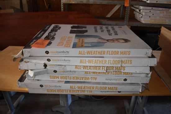 STACK OF RUBBER FLOOR MATS-SOME USED NOT AS SHOWN ON BOX