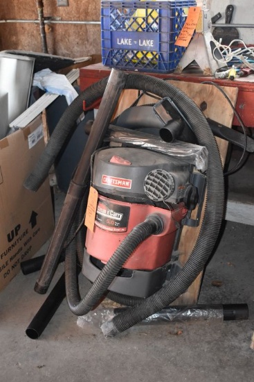 CRAFTSMAN WALL MOUNTED VACUUM, 5 GALLON, 5 HP