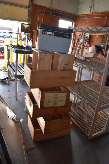 (7) WOOD BOXES & IGLOO COOLER