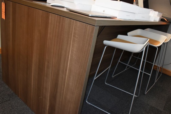 BROWN WOOD LAMINATE BAR HEIGHT CONFERENCE TABLE,