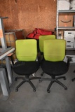 (3) GREEN & BLACK CHAIRS, NEED CLEANING