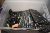 LARGE BIN OF ASSORTED KEYBOARDS AND MICE