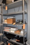 GRAY METAL SHELVING UNIT WITH FIVE SHELVES,