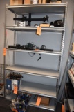 GRAY METAL SHELVING UNIT WITH FIVE SHELVES,