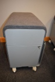 GRAY ROLLING FILE CABINET WITH TWO DRAWERS,