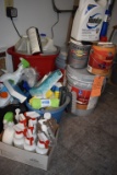 MISC. ITEMS; CLEANING SUPPLIES AND BUCKETS OF PAINT