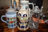 (6) ASSORTED STEINS, (1) VINO, (1) GLASS AND (4) MUG TYPES
