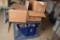 METAL CART WITH (2) OLD SEWING MACHINES AND