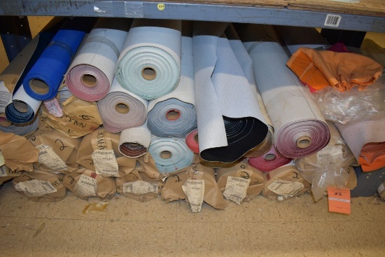 LARGE ASSORTMENT OF ROLLS OF VINYL, ASSORTED COLORS