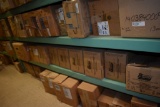 LARGE QUANTITY OF CASTERS ON FLOOR AND LOWER TWO SHELVES