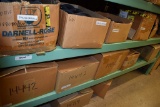 LARGE QUANTITY OF CASTERS ON FLOOR AND LOWER TWO SHELVES