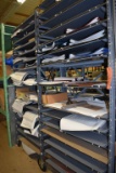 (4) METAL SHELVING UNITS ON CASTERS WITH