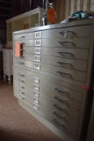 (2) TAN BLUEPRINT FILE CABINETS, TEN DRAWERS,