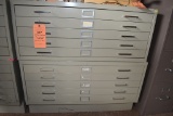 (2) TAN BLUEPRINT FILE CABINETS, TEN DRAWERS,