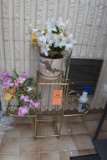 BRASS PLANT STAND, INCLUDES CONTENTS