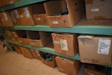 LARGE QUANTITY OF CASTERS ON FLOOR AND LOWER TWO SHELVES