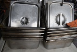 (13) STAINLESS STEEL INSERTS WITH COVERS, HALF SIZE