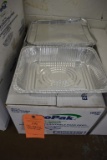 BOX OF HALF SIZE STEAM TABLE PANS AND SOME LIDS