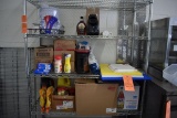 CUTTING BOARDS, FOOD PRODUCTS AND MISC. ON THIS SHELVING UNIT