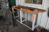 STEEL FRAMED WORKBENCH W/SOLID WOOD TOP, 6'W X 25