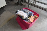 BIN FULL OF ASSORTED PAINTING SUPPLIES