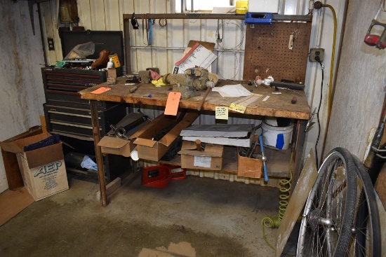 METAL FRAMED WORKBENCH WITH WOOD TOP