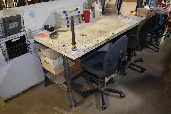 METAL FRAMED WORKBENCH WITH WOOD TOP